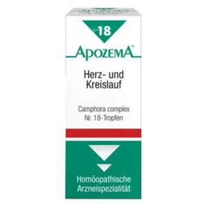 Packung von Apothem Herz- und Kreislauf, Camphora complex Nr. 18-Tropfen, homöopathische Arzneispezialität.