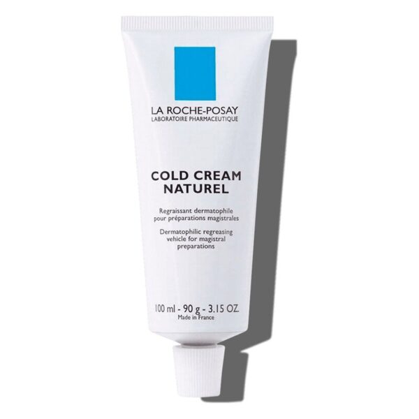 Tube mit kosmetischer Creme von La Roche-Posay, beschriftet als 'Cold Cream Naturel', weiße Verpackung mit blauer Markierung.