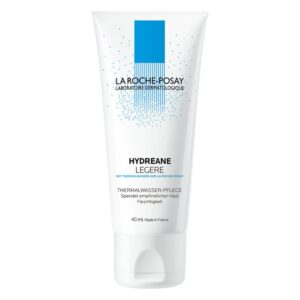 Tube mit La Roche-Posay Hydreane Legere, einer Feuchtigkeitspflege für empfindliche Haut, 40 ml.