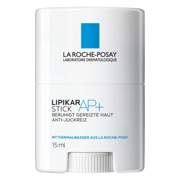 Lipikar Stick AP+ von La Roche-Posay, beruhigt gereizte Haut, antiviraler Stick, 15 ml, mit Thermalwasser.