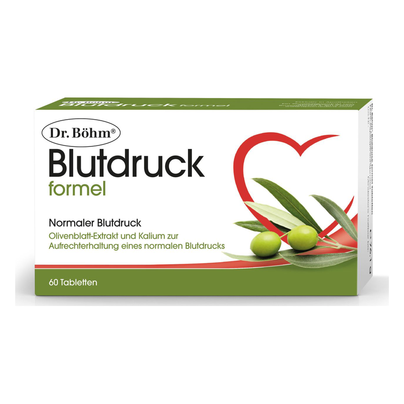 dr boehm blutdruck.png Packung mit Dr. Böhm Blutdruck Formel für normalem Blutdruck, enthält Olivenblatt-Extrakt und Kalium.