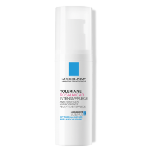 Flasche der La Roche-Posay Toleriane Rosaliac AR Intensivpflege mit Pumpe, Pflege für empfindliche Haut.