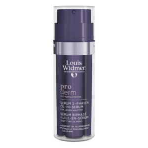 Zweiphasiges Öl-in-Serum in einem transparenten Pumpflakon von Louis Widmer für jede Hautart.