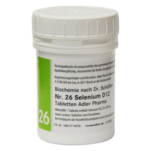 Weißes Kunststoffgefäß mit Schraubverschluss, beschriftet mit Informationen zu homöopathischen Tabletten gegen Krankheiten.