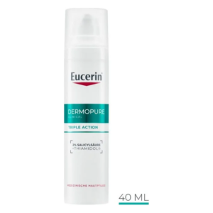 Eucerin Dermopure Creme mit 2% Salicylsäure und Thiamidol in weißer Sprühflasche, medizinische Hautpflege, 40 ml.