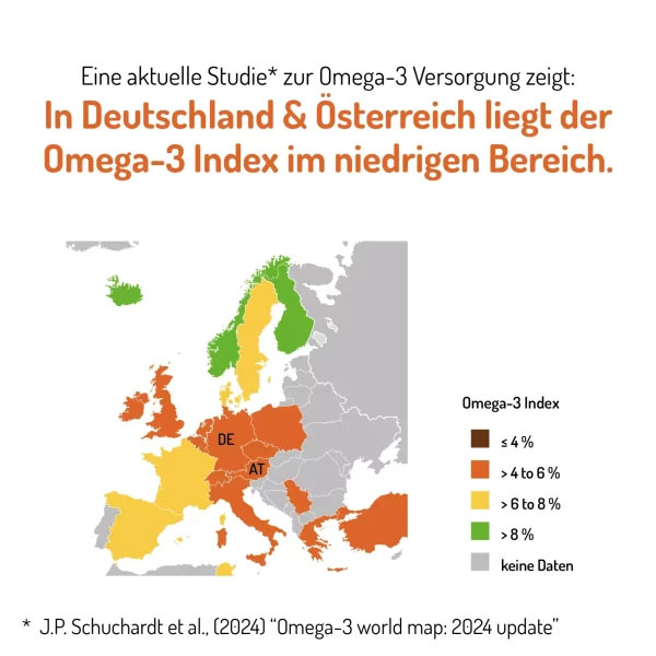 Grafik Omega 3 Index in Deutschland und Oesterreich Grafik Omega 3 Index in Deutschland und Oesterreich