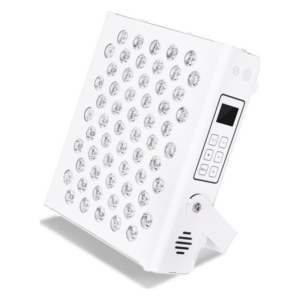 Eine weiße LED-Lampe mit zahlreichen Lichtern, Steuerknöpfen und Display für verschiedene Anwendungen.