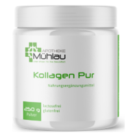 Dose mit Kollagenpulver von Apotheke Mühlau, ohne Zusatzstoffe, sauber und modern gestaltet.