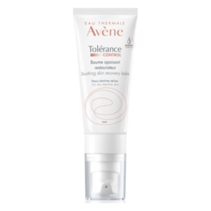 Tube mit Beruhigungsbalsam für trockene, empfindliche Haut von Avène, mit klarer Dosieröffnung.
